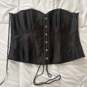 Bonitaz Black Corset Bustier Lace Up Waist Trainer Shapewear 5X 6X Plus